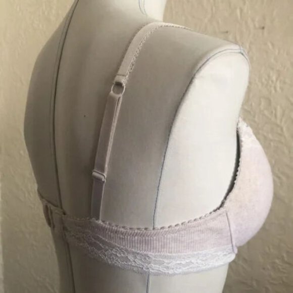 Victoria’s Secret 36C T-Shirt Bra Plunge Ribbed Heather Lace Pink Bow 322147-3TA - Picture 2 of 8